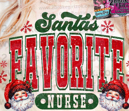 Santa’s Favorite Distressed Nurse Tee