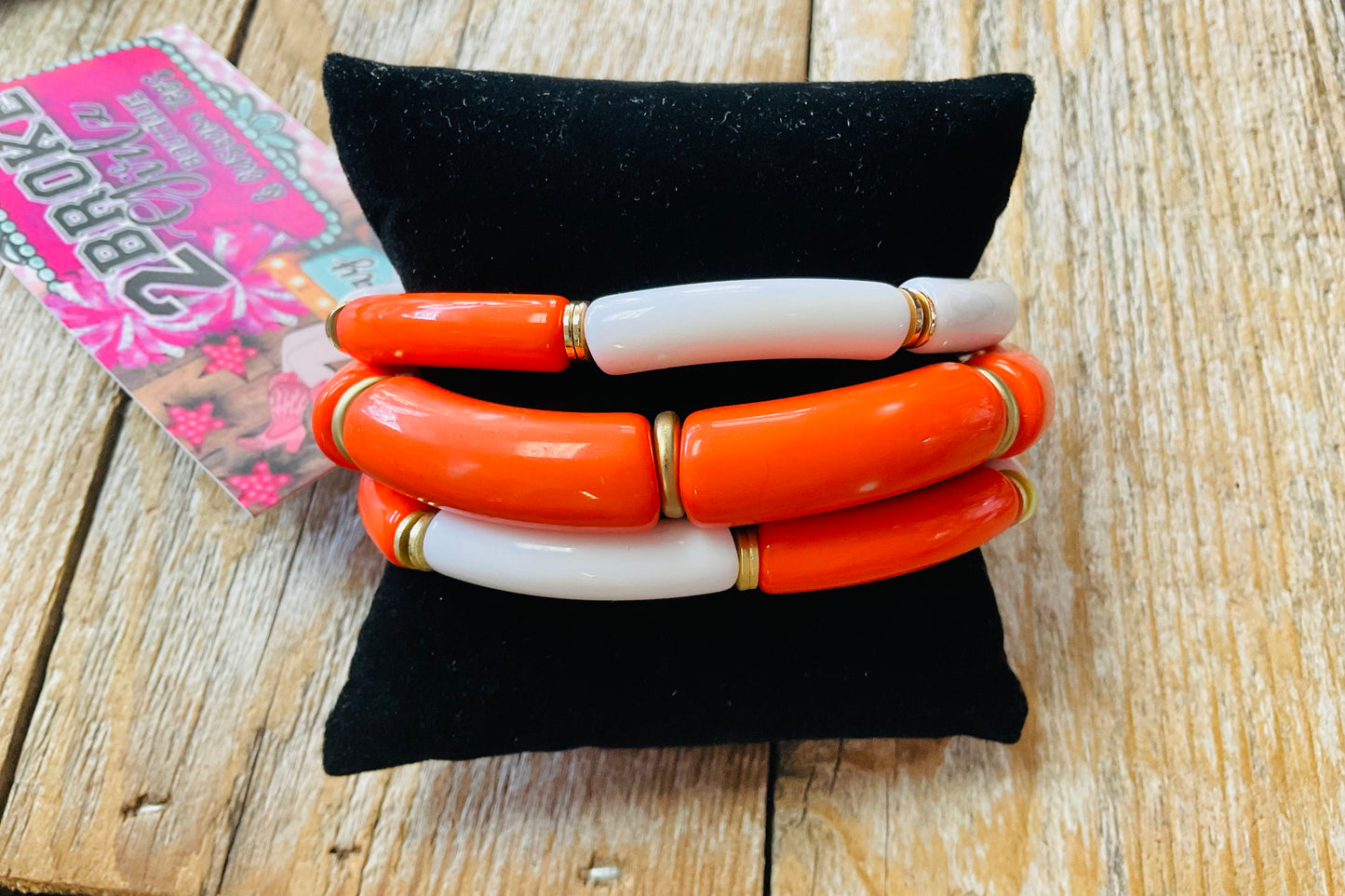 Orange & White Bracelet Set