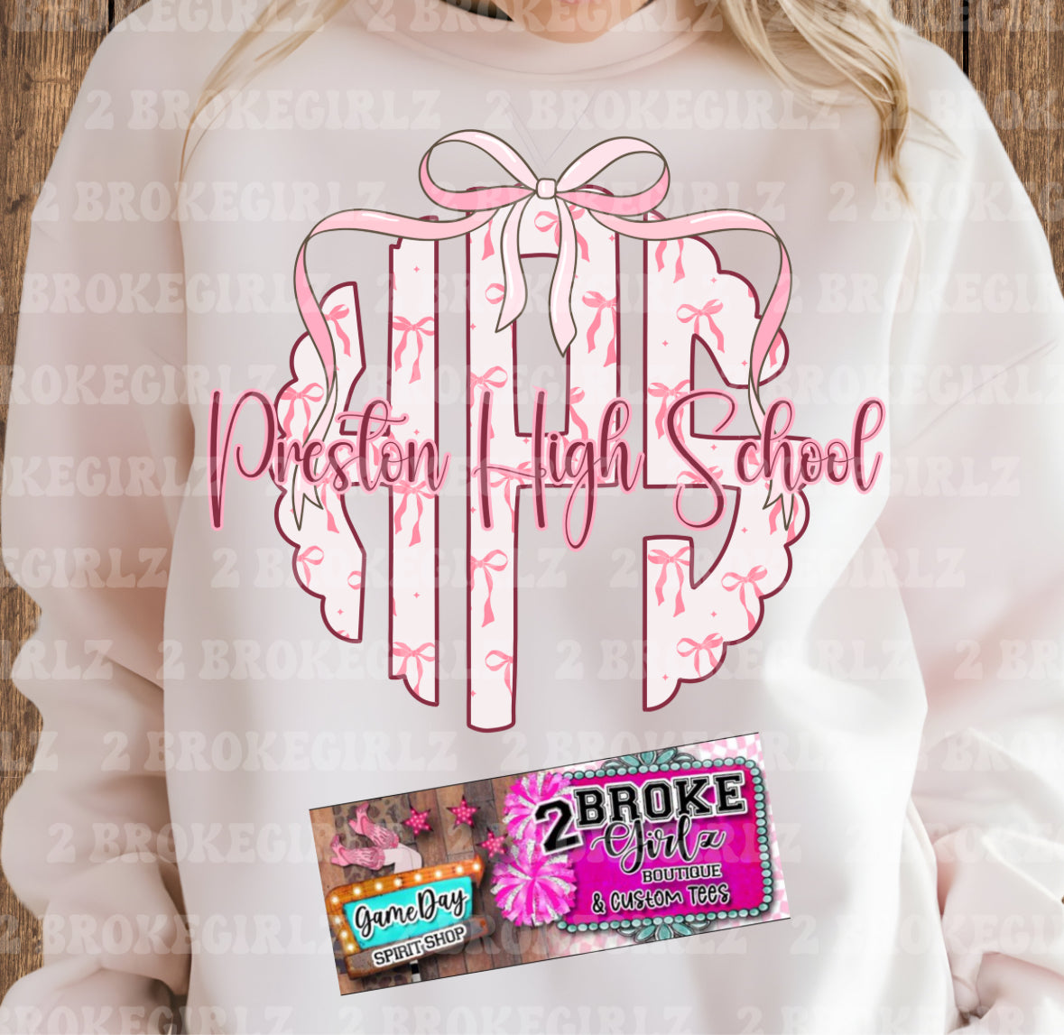 Preston High School Coquette Bow- Tee or Crewneck