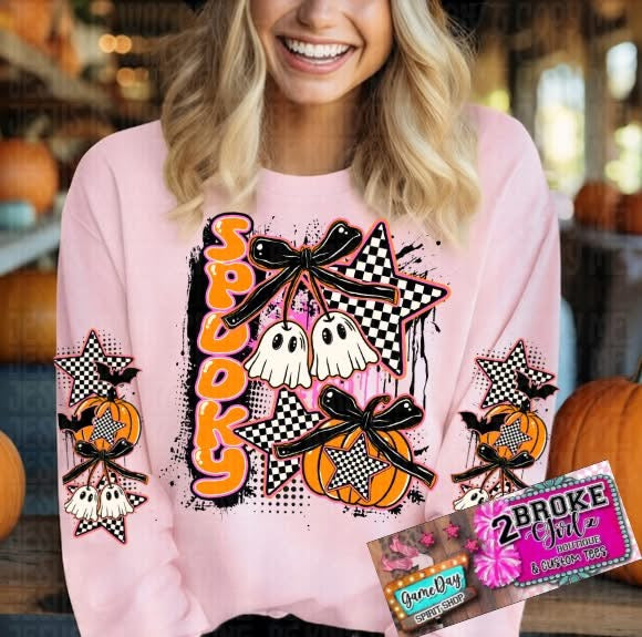 Spooky Checkered Pink Sweatshirt