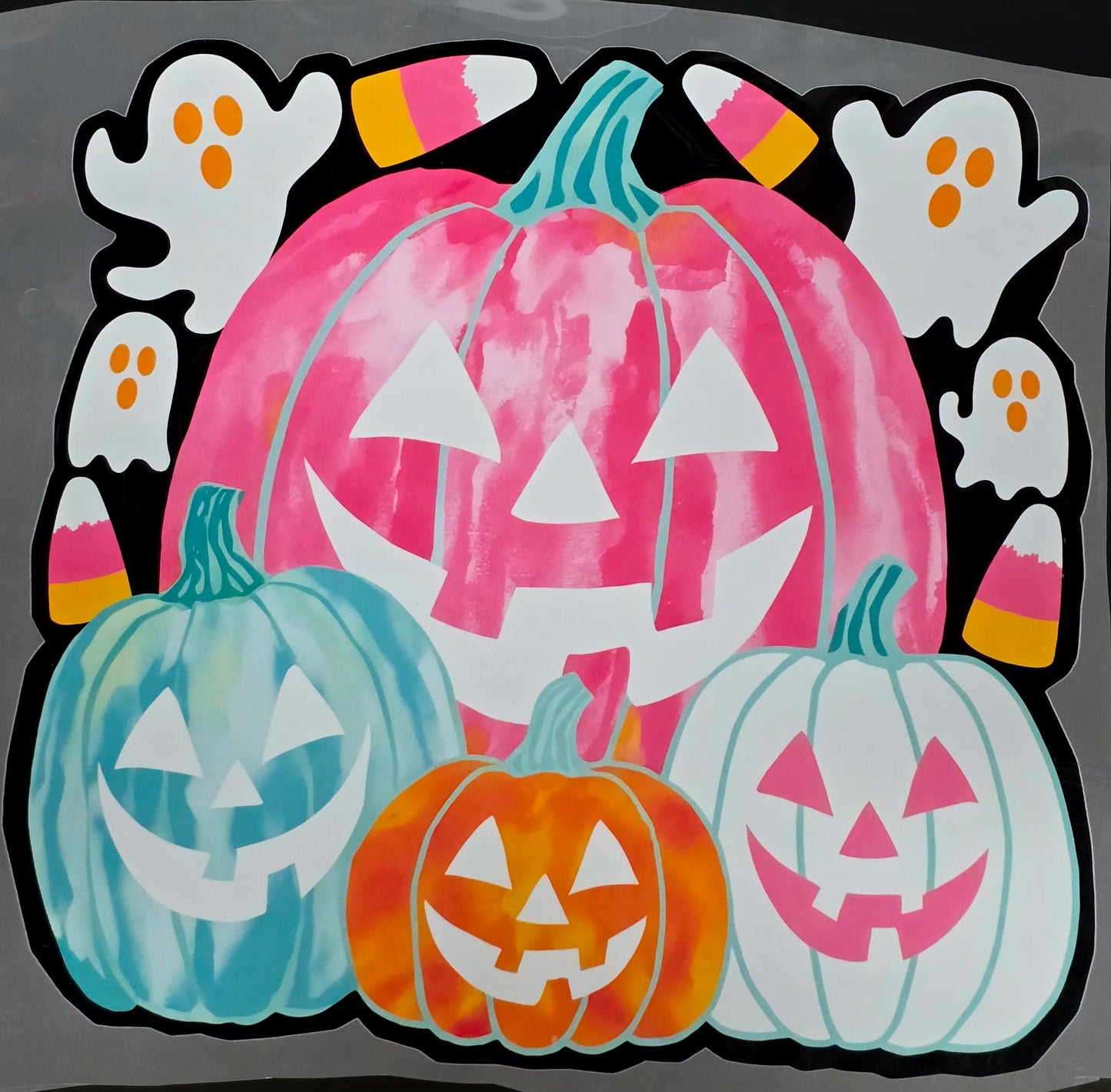 Bright Pumpkins, Ghost & Halloween DTF Transfer