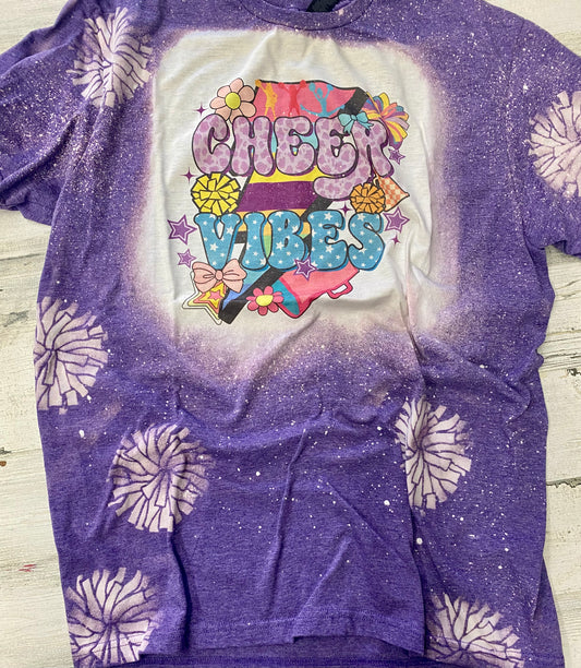 Purple Cheer Vibes Bleached Tee