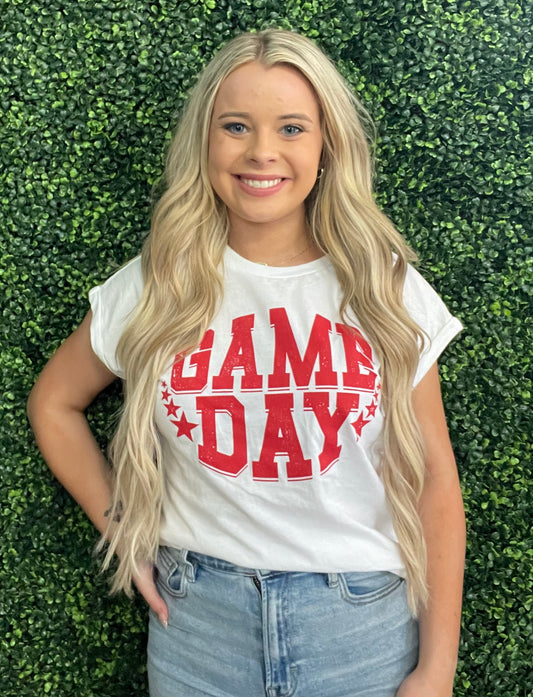 Game Day Red White Star Tee