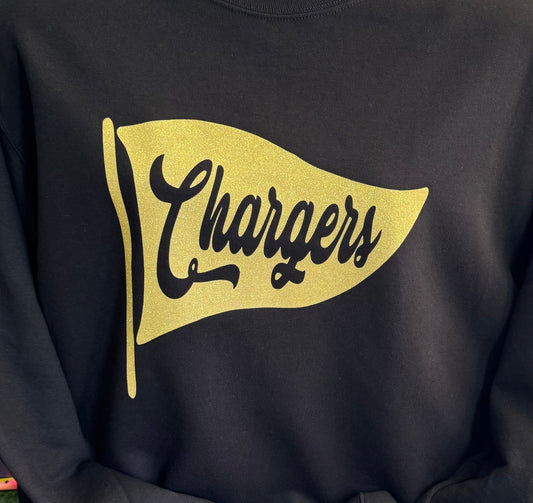 Chargers Glitter Crewneck