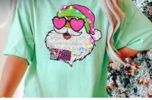 Faux Glitter Santa Graphic Tee