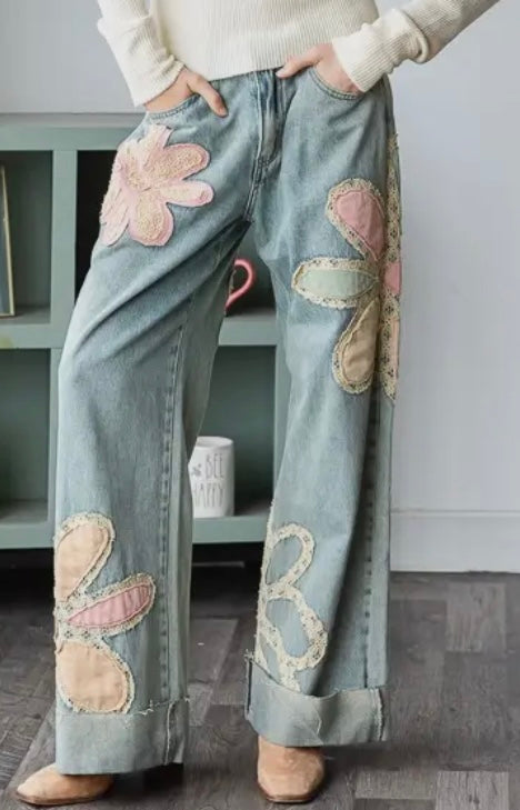 Flower Patchwork Denim