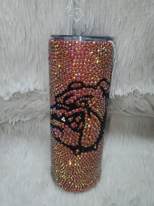 Bulldog Rhinestone Tumbler