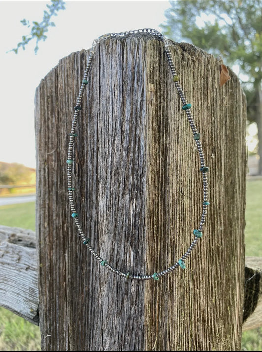 Natural Turquoise and Seed
Beads Choker