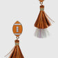 Interception Football Shaped Tassel Post Earrings