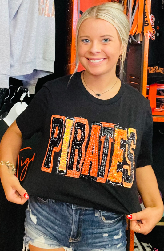 Customize Your Mascot. Pirates Spirit Double Stacked Bella Canvas Tee