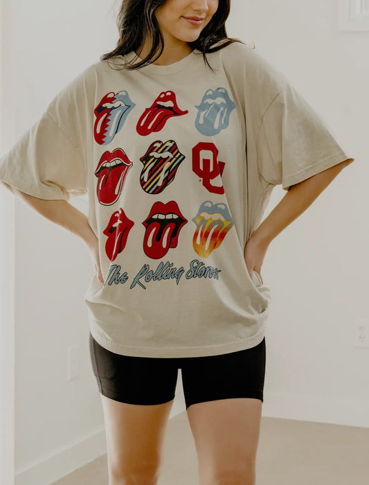 Rolling Stones Ou Sooners Licks Over Time One Size Tee