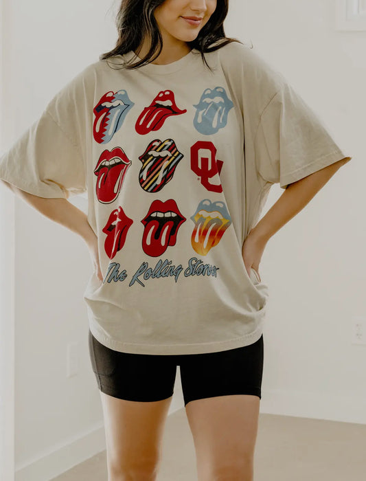 Rolling Stones OU Sooners Licks Over Time One Size Tee