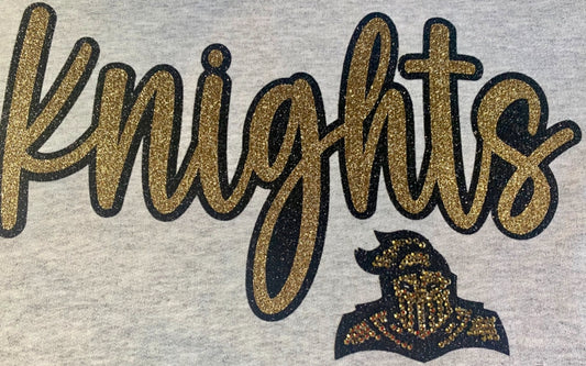 Knights Crewneck Glitter & Rhinestone Design.