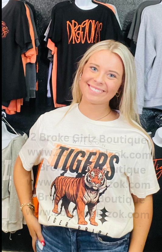 Customized Graphic Tee. Pick your Mascot. Wilson Tigers Tiger Pride