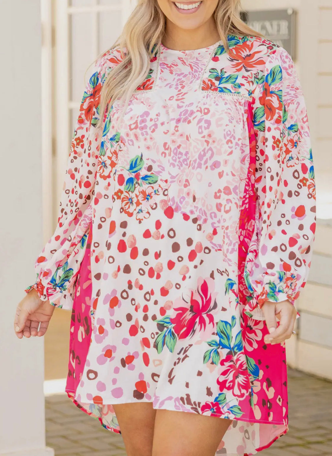 Floral Long Sleeve Plus Size
Shift Dress