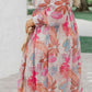 Tropical Palm Print Tie High Waist Plus Size Maxi Dress