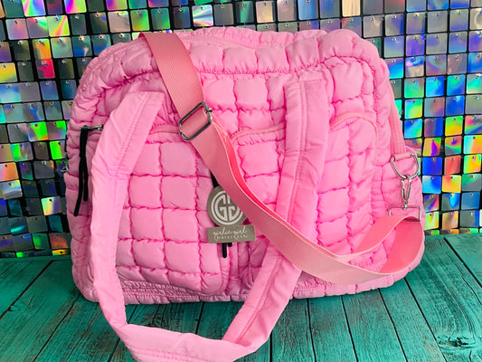 Puffer Quilted Travel Bag - Pink