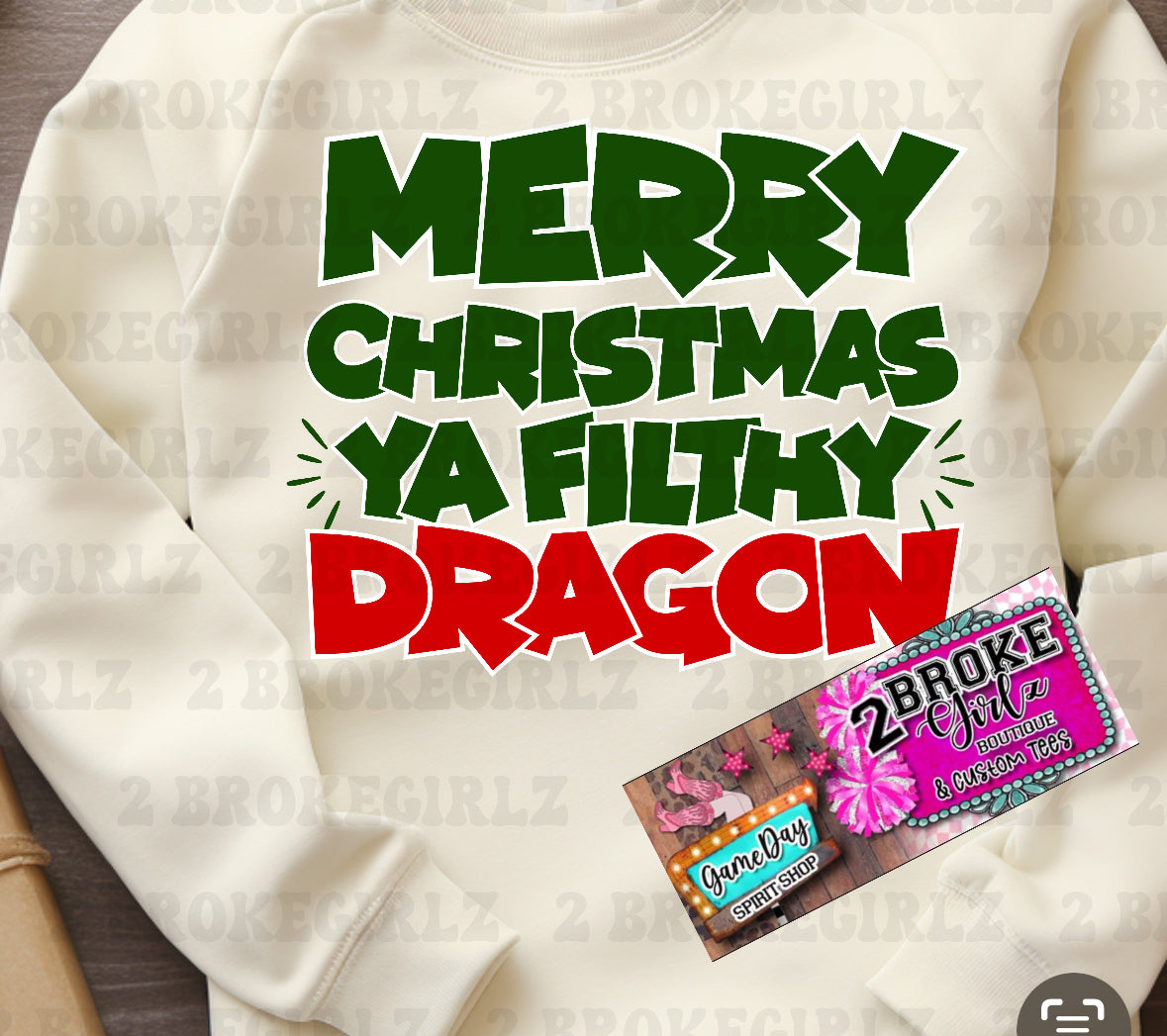 Merry Christmas Filthy Dragon Tee or Crewneck