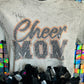 Spangle Cheer Mom CC Acid Wash Tee. Orange Outline with Black fill.