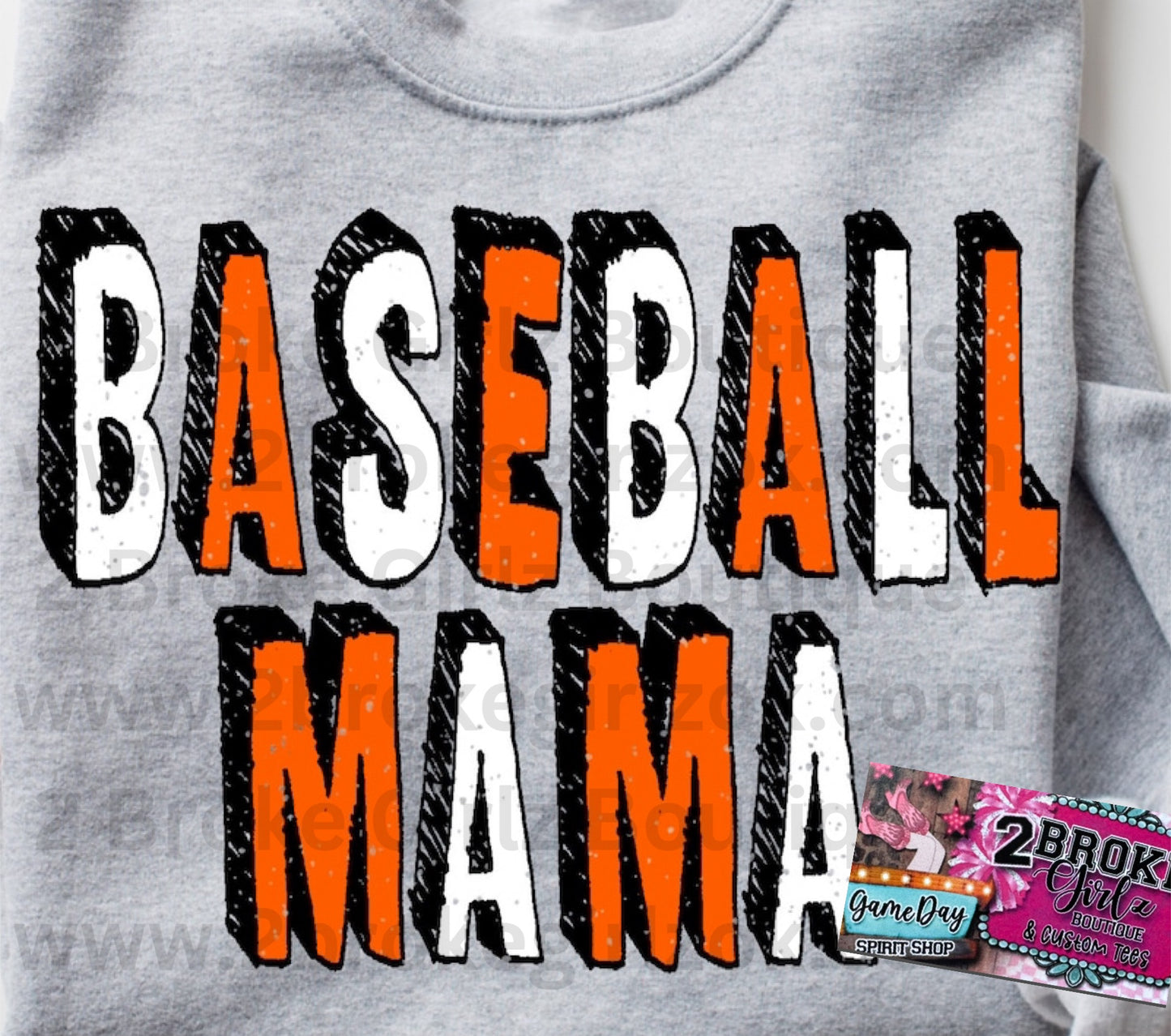 Baseball MAMA Distressed Sweatshirt/T-Shirt