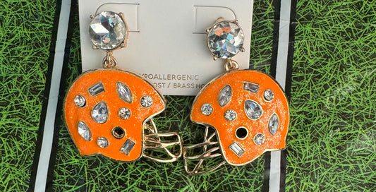 Huddle Football Helmet Glitter Embellished Enamel Post Earrings