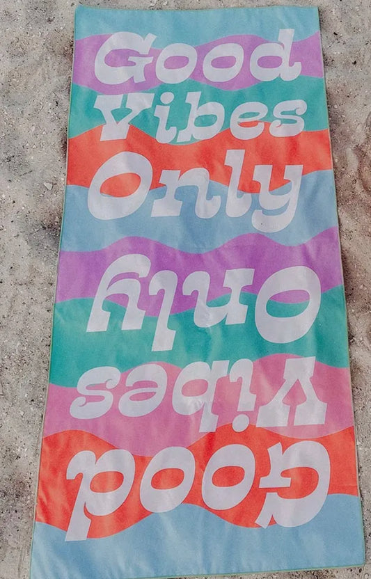 Good Vibes Repeat Pattern Quick Dry Beach Towels