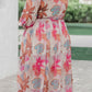 Tropical Palm Print Tie High Waist Plus Size Maxi Dress