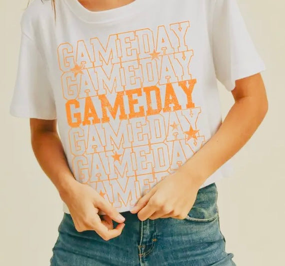 Game Day & Stars Crop Tee