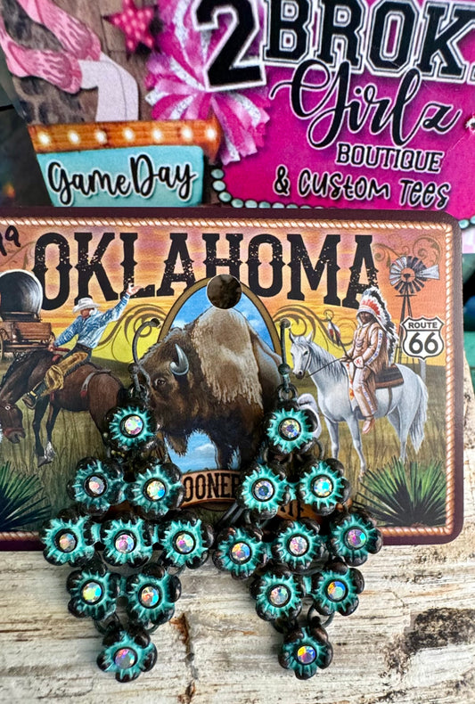 Lightweight Rhinestone & Turquoise Earrings