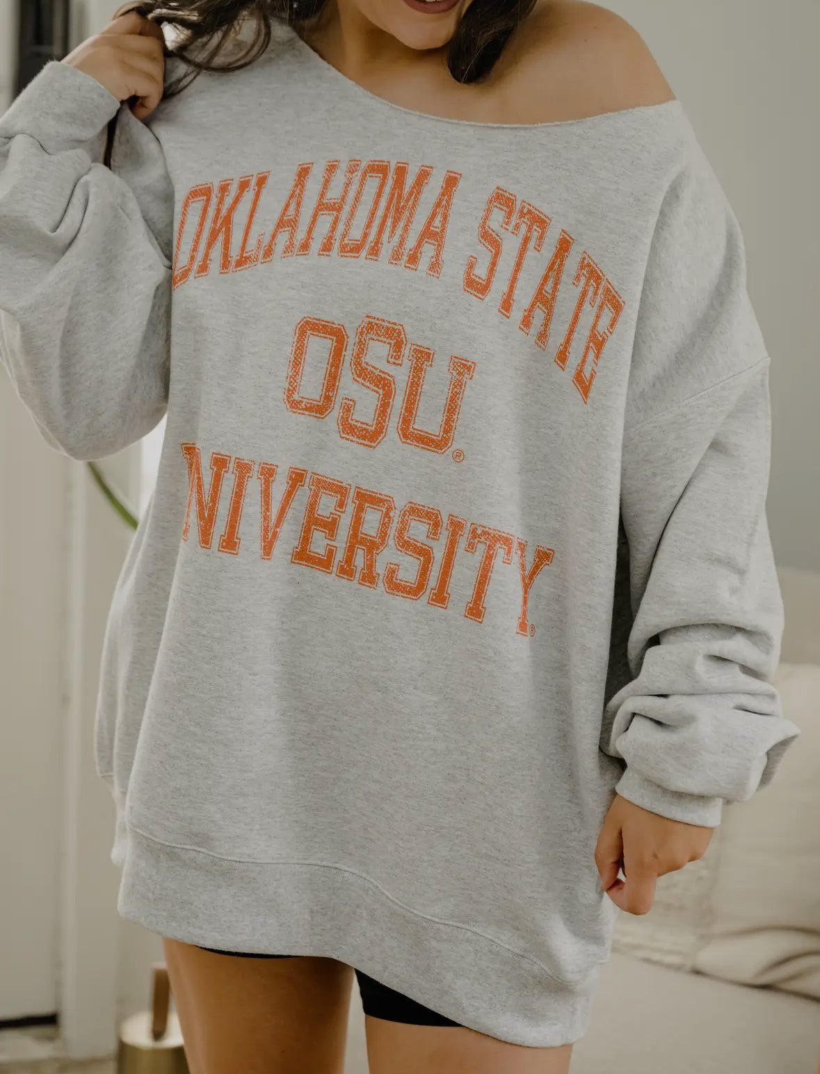 OSU Cowboys Vintage Sport Ash Gray Flashdance Sweatshirt