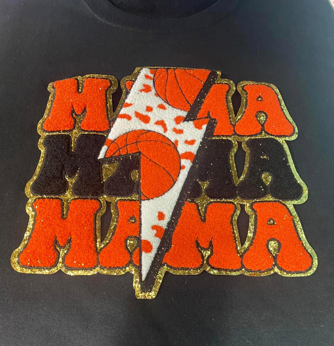 Mama Basketball Chenille Patch Crewneck