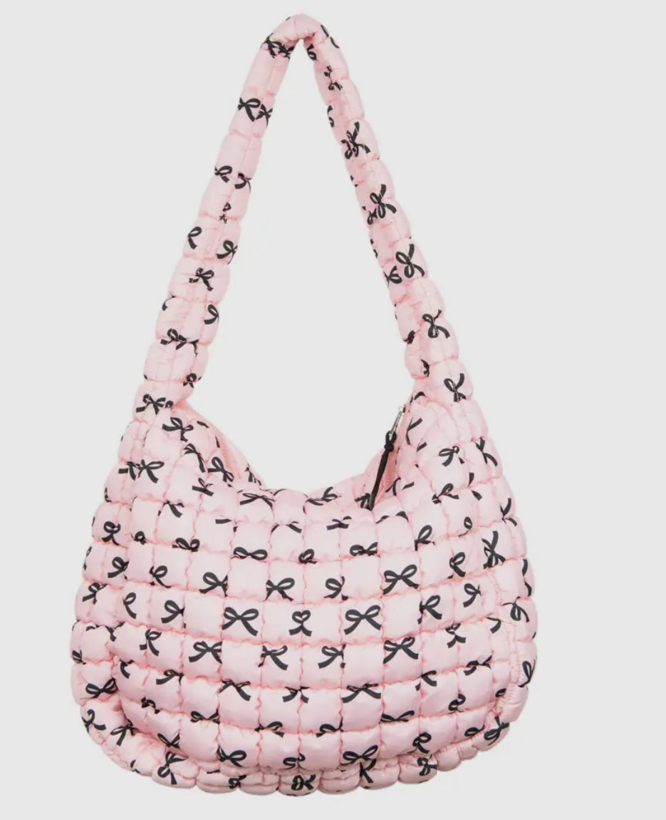 Pink Mini Coquette Bows All Over Oversized Puffer Tote Bag