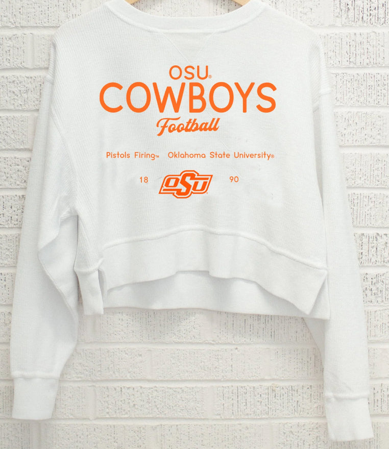 OSU Cowboys Shot White
Cropped Corded Crew
Sweatshirt