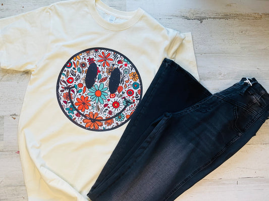 Floral Smiley Graphic Tee