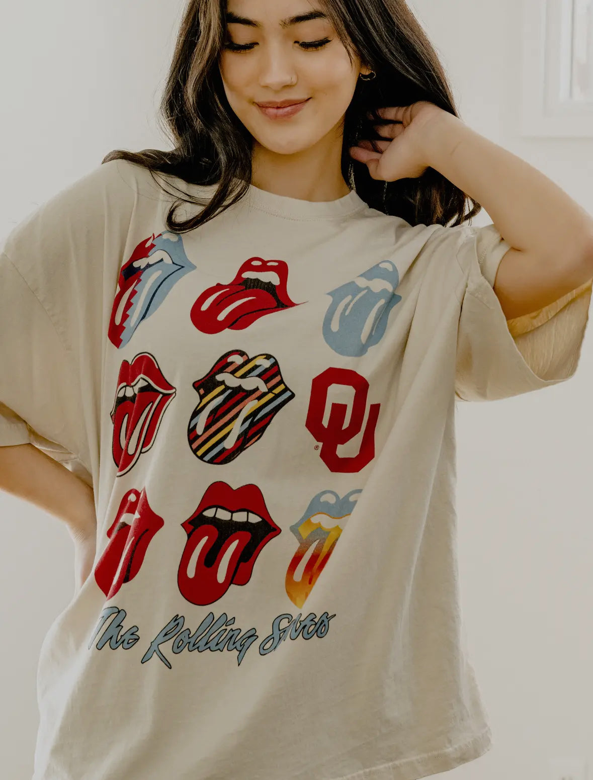 Rolling Stones OU Sooners Licks Over Time One Size Tee