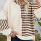 Stripe Patchwork
Buttoned Drop Pullover Top