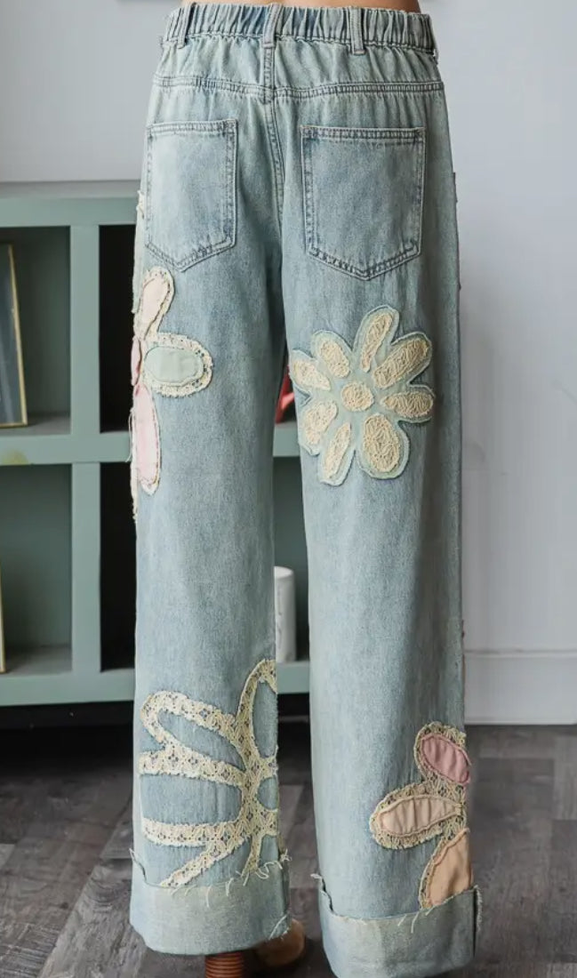 Flower Patchwork Denim