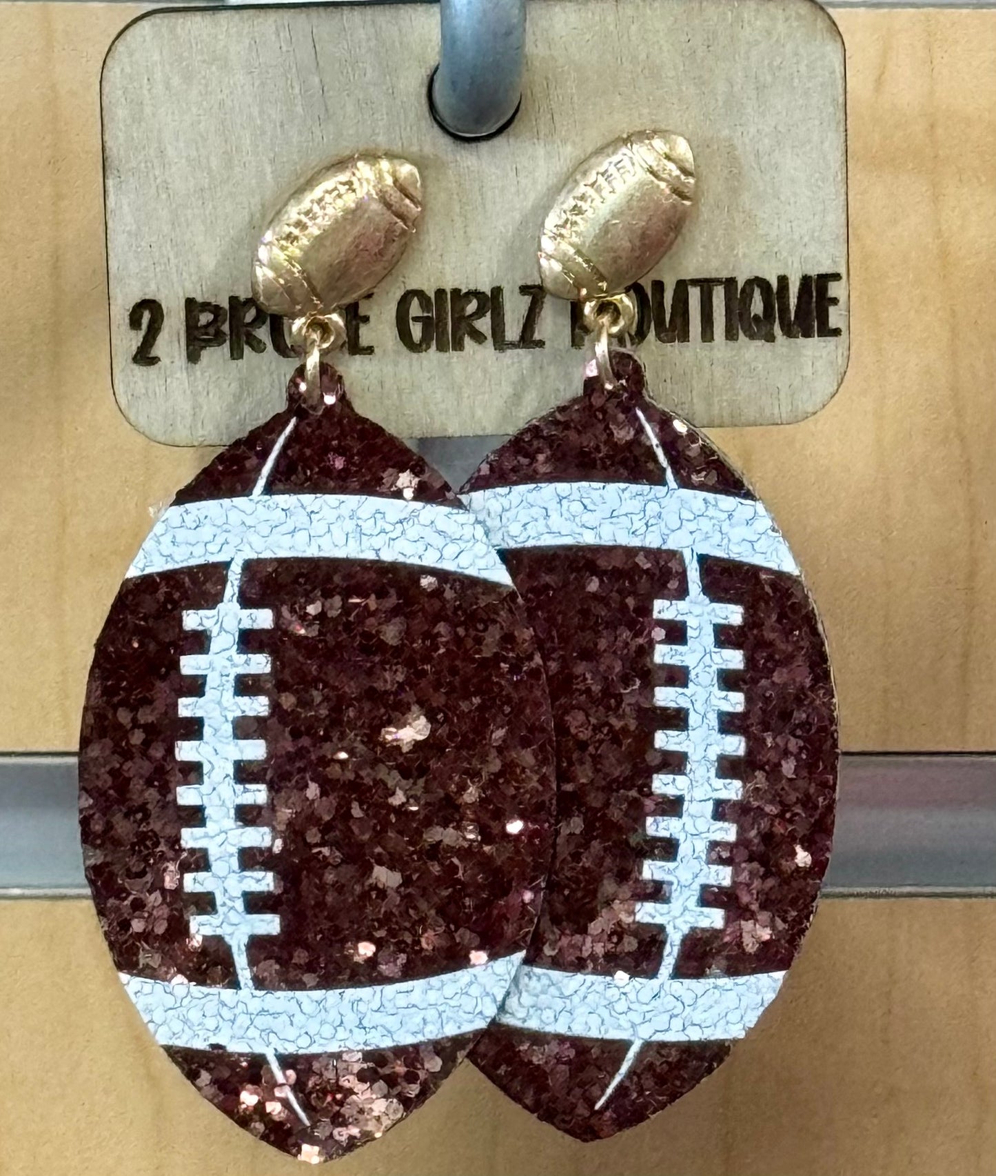 MVP Football Glitter Hoop Earrings