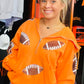 Football Sequin Orange Hooded Half Zip