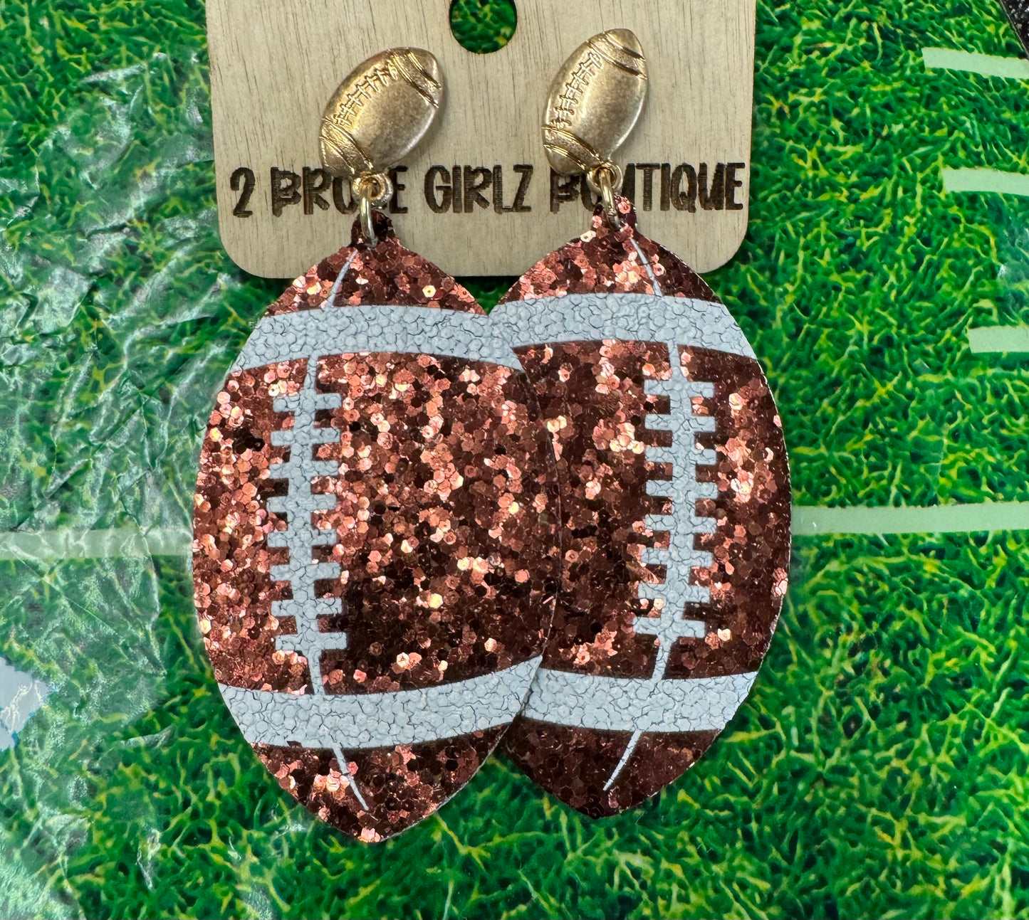 MVP Football Glitter Hoop Earrings