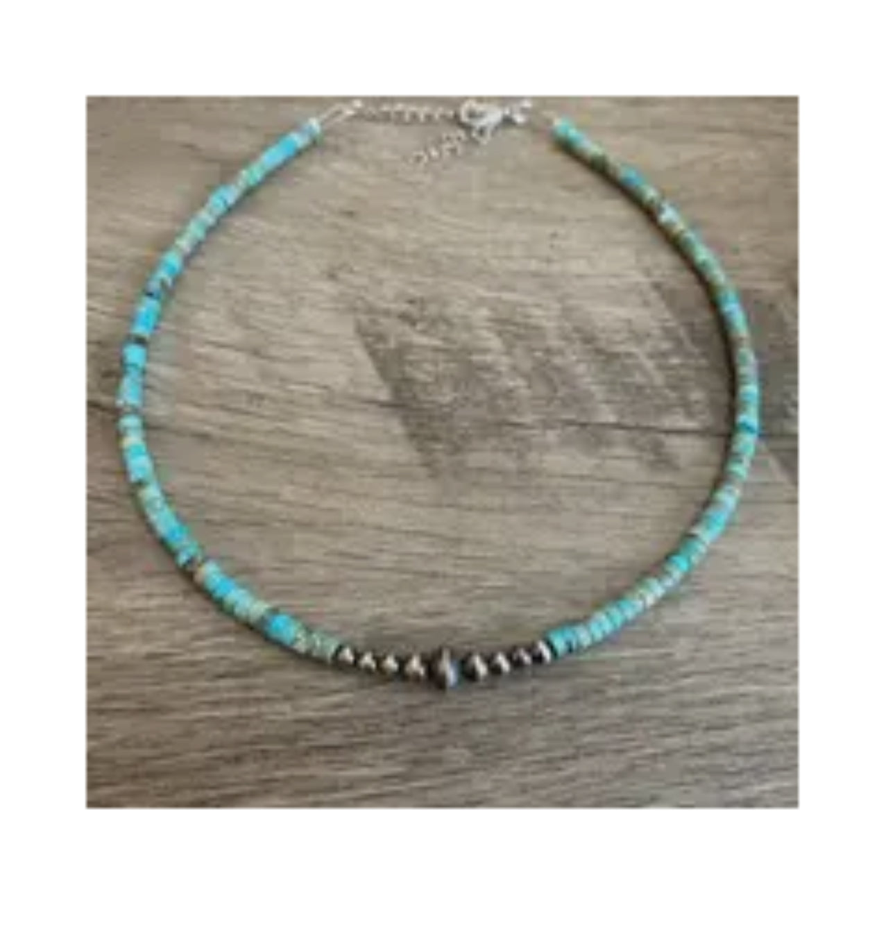 Sterling Silvers Pearls Choker with Veracite Turquoise