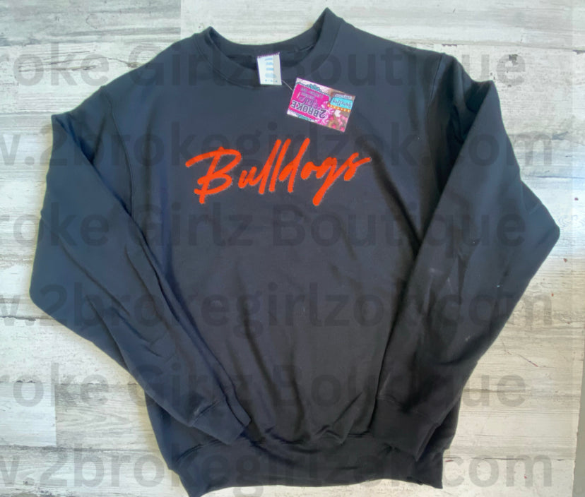 Bulldog Puff & Glitter Crewneck