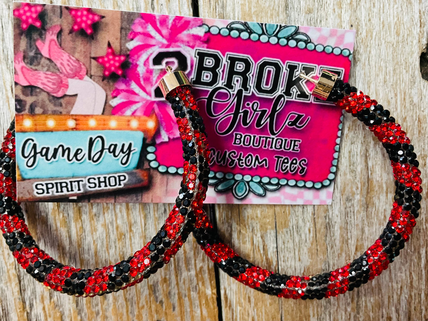 Red & Black Hoop Earrings