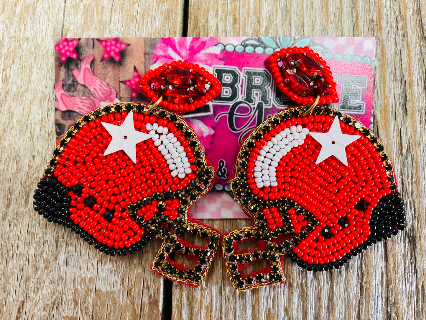 Red Helmet Earrings