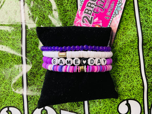 Purple Game Day Heishi Bracelet