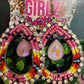 Pink Beaded Rhinestone Earrings