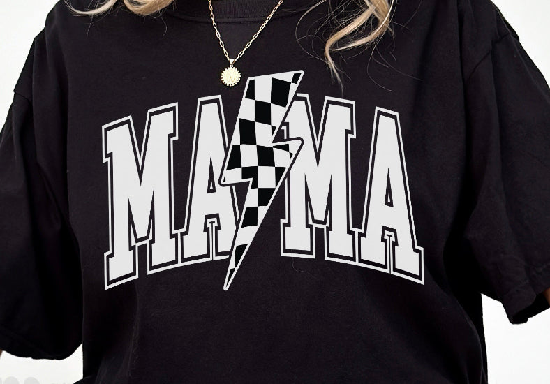 MAMA Checkered Lightning Bolt Tee