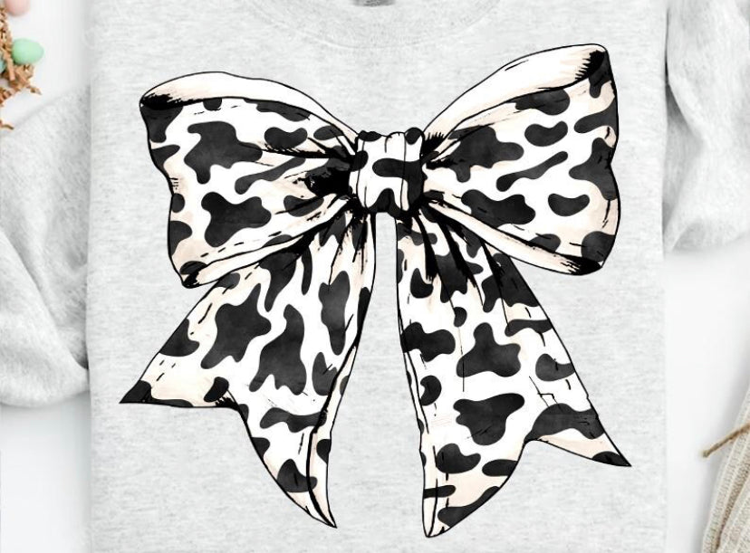 Cow Print Coquette Bow- Tee or Sweatshirt