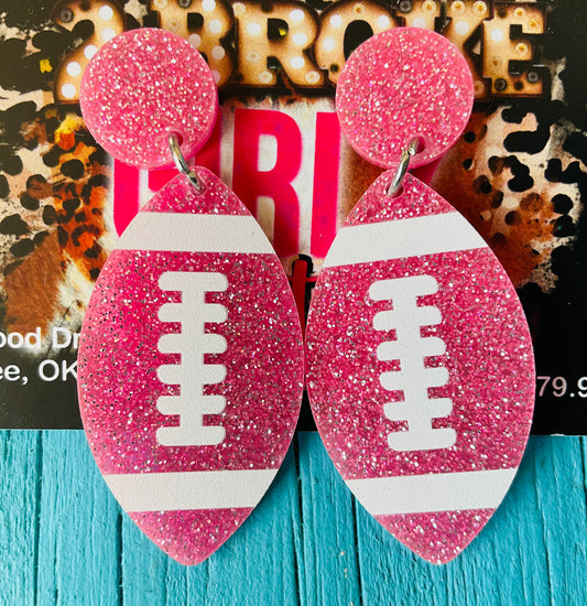 Pink Football Earrings
