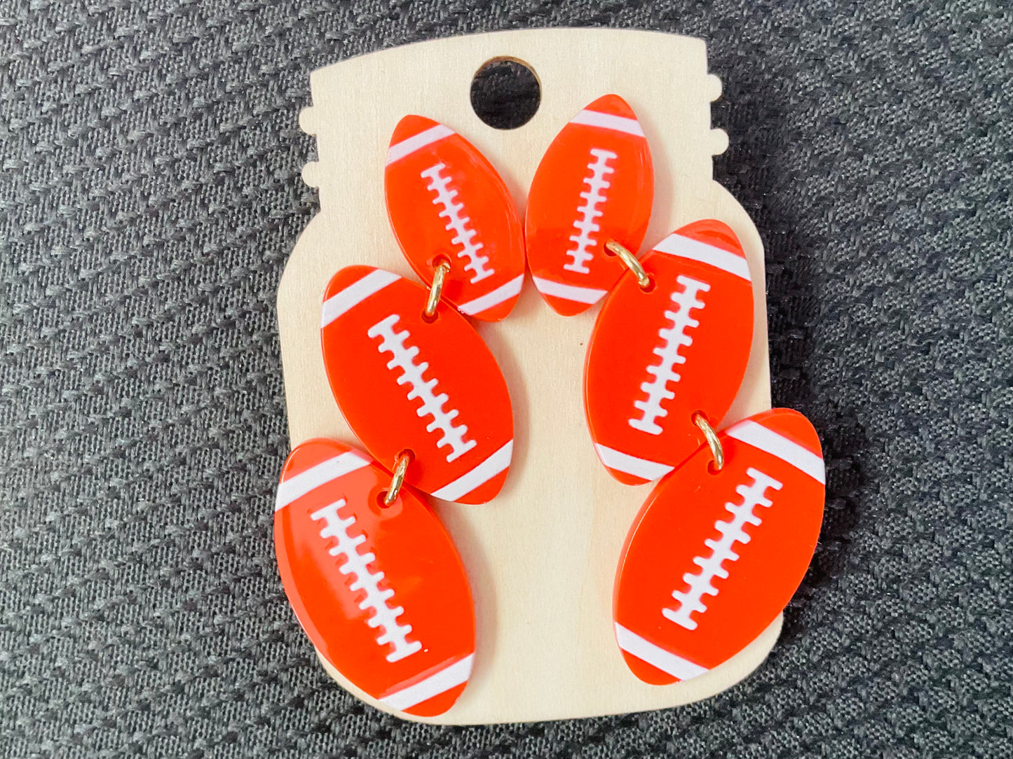 Orange Football Earrings